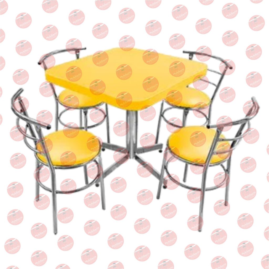Juego de mesa para restaurante y silla chabely cromada 3
